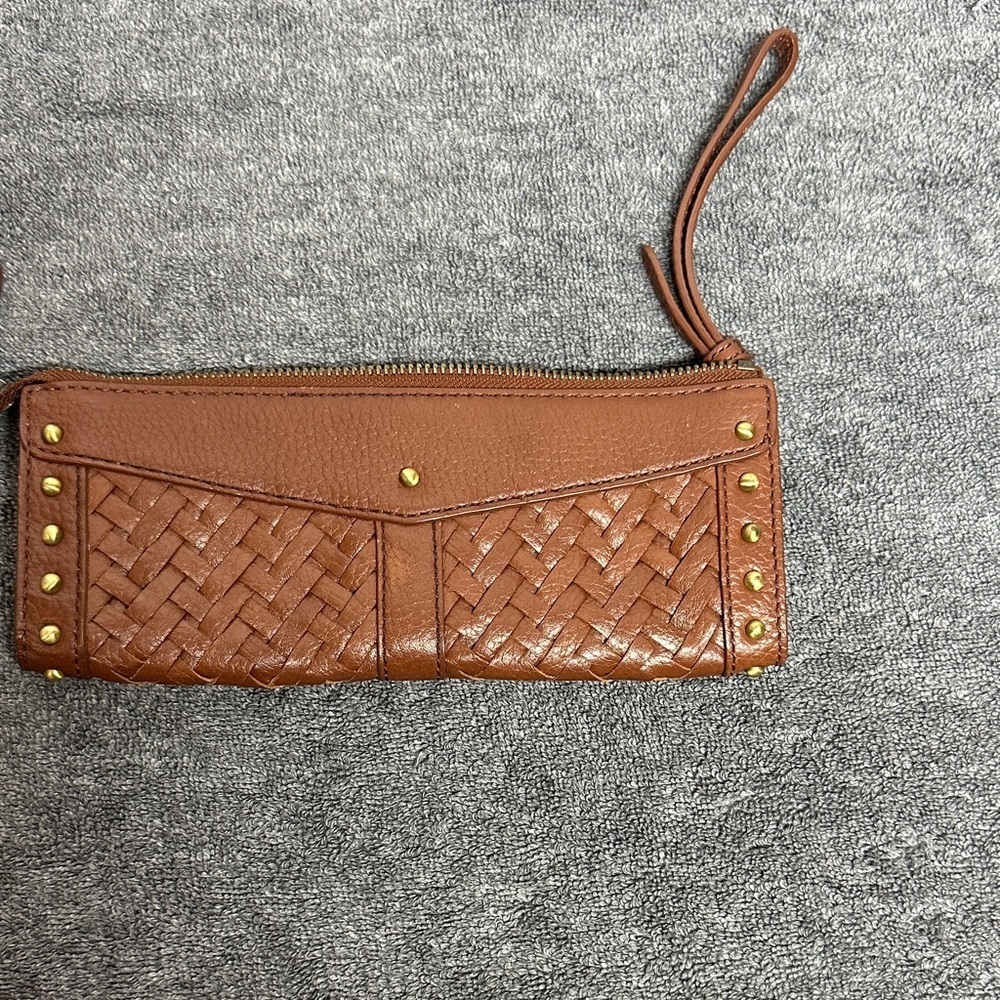 Cole Haan Tan Leather Wristlet with Gold Studs - Picture 2 of 11